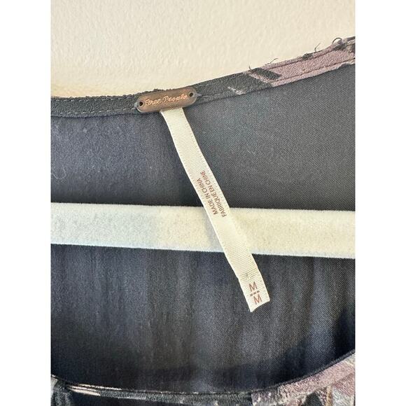 Free People Womens Floral Maxi Dress Purple Long Sleeve Boho Whimsigoth Medium - Picture 4 of 8